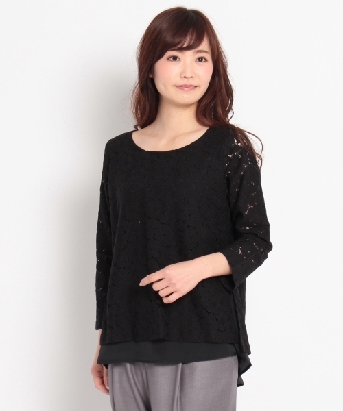 HusHusH（ハッシュアッシュ）の「レースレイヤード風バックシャンブラウス（シャツ/ブラウス・レディース・ブラック/ベージュ/ホワイト・01/02/03）」の10枚目の写真