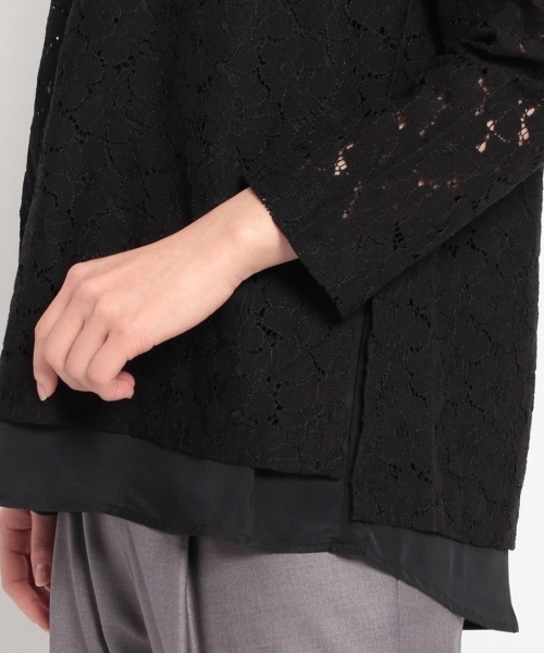 HusHusH（ハッシュアッシュ）の「レースレイヤード風バックシャンブラウス（シャツ/ブラウス・レディース・ブラック/ベージュ/ホワイト・01/02/03）」の7枚目の写真