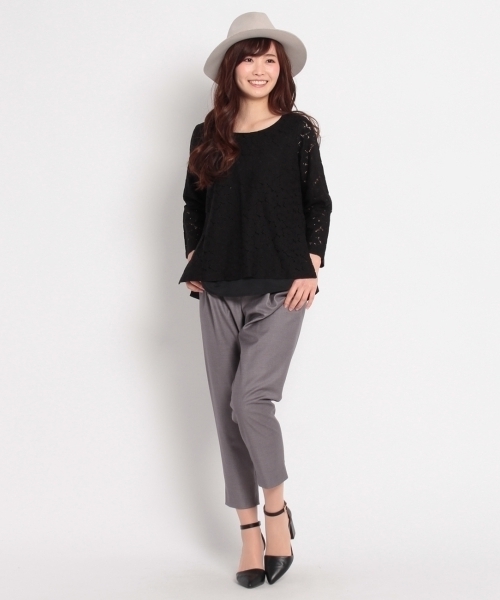 HusHusH（ハッシュアッシュ）の「レースレイヤード風バックシャンブラウス（シャツ/ブラウス・レディース・ブラック/ベージュ/ホワイト・01/02/03）」の9枚目の写真