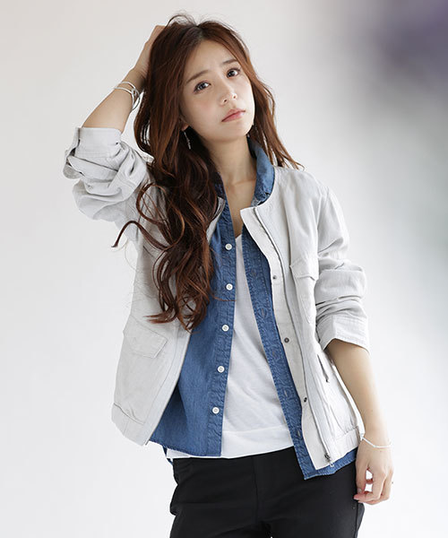 Nano Universe ナノユニバース の ノーカラー ミリタリーシャツ