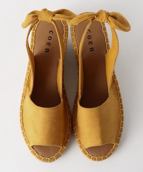 coen（コーエン）の「バックリボンヒールエスパサンダル（サンダル・レディース・ネイビー/イエロー/ブラック/オフホワイト・LARGE/MEDIUM/SMALL）」の5枚目の写真