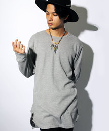８(eight) | ワッフル 無地 ロングTシャツ ロング丈 サーマル   (Tシャツ/カットソー)