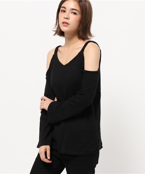MOUSSY（マウジー）の「OPEN SHOULDER L/S TOP（Tシャツ/カットソー・レディース・ブラック/トップグレー/ブラウン・FREE）」の7枚目の写真