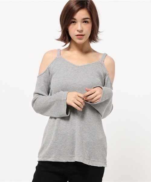 MOUSSY（マウジー）の「OPEN SHOULDER L/S TOP（Tシャツ/カットソー・レディース・ブラック/トップグレー/ブラウン・FREE）」の8枚目の写真