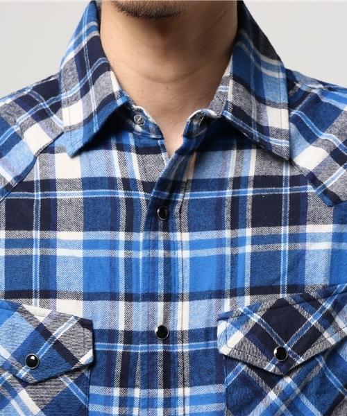 VENCEEXCHANGE（ヴァンスエクスチェンジ）の「BAマドラスチェックシャツ（シャツ/ブラウス・メンズ・レッド/ブルー・MEDIUM/SMALL/LARGE）」の7枚目の写真