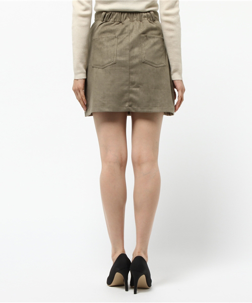 VENCEEXCHANGE（ヴァンスエクスチェンジ）の「フェイクスェード前ボタンスカート               （スカート・レディース・オリーブ/ライトブラウン/ベージュ/コーラル・SMALL/MEDIUM）」の6枚目の写真