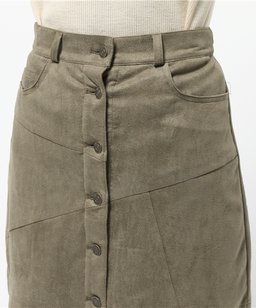 VENCEEXCHANGE（ヴァンスエクスチェンジ）の「フェイクスェード前ボタンスカート               （スカート・レディース・オリーブ/ライトブラウン/ベージュ/コーラル・SMALL/MEDIUM）」の7枚目の写真