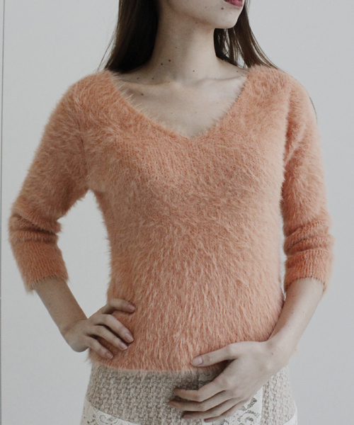 TORRAZZO DONNA　ラメフリンジシャギーもちもちニット