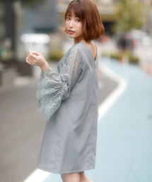 MICOAMERI | ボリュームレーススリーブバックチェーンワンピ(ワンピース)