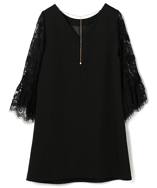 MICOAMERI（ミコアメリ）の「ボリュームレーススリーブバックチェーンワンピ（ワンピース・レディース・ブラック/グレー/ピンク・FREE）」の5枚目の写真