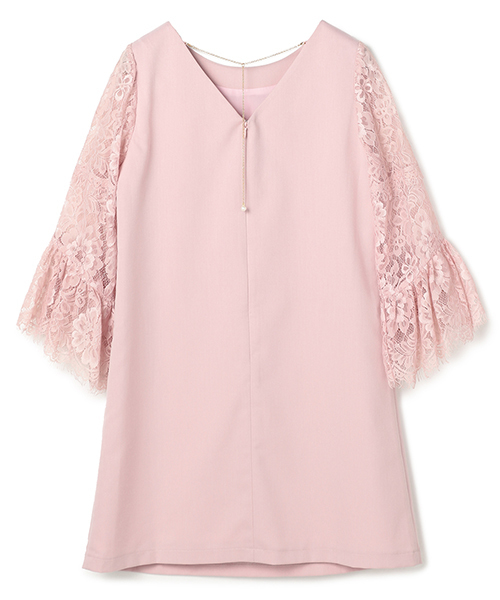 MICOAMERI（ミコアメリ）の「ボリュームレーススリーブバックチェーンワンピ（ワンピース・レディース・ブラック/グレー/ピンク・FREE）」の9枚目の写真