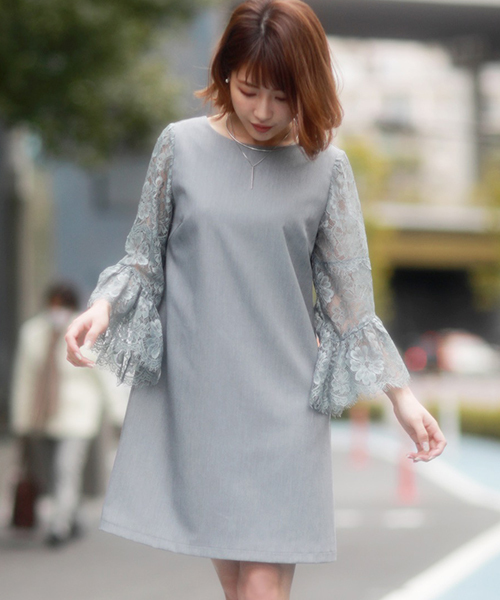 MICOAMERI（ミコアメリ）の「ボリュームレーススリーブバックチェーンワンピ（ワンピース・レディース・ブラック/グレー/ピンク・FREE）」の14枚目の写真