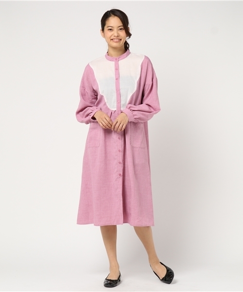 MERLOT（メルロー）の「フロントスカラップレースワンピース5792（シャツワンピース・レディース・ベージュ/ライトブルー/グレー/ピンク・FREE）」の5枚目の写真