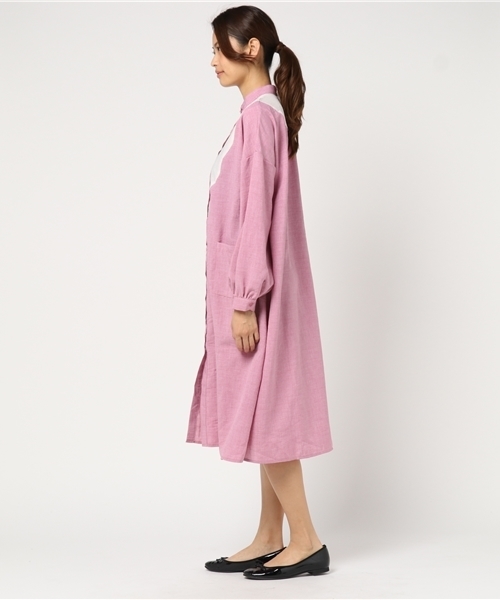 MERLOT（メルロー）の「フロントスカラップレースワンピース5792（シャツワンピース・レディース・ベージュ/ライトブルー/グレー/ピンク・FREE）」の7枚目の写真