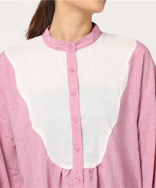 MERLOT（メルロー）の「フロントスカラップレースワンピース5792（シャツワンピース・レディース・ベージュ/ライトブルー/グレー/ピンク・FREE）」の9枚目の写真