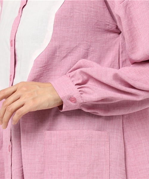 MERLOT（メルロー）の「フロントスカラップレースワンピース5792（シャツワンピース・レディース・ベージュ/ライトブルー/グレー/ピンク・FREE）」の10枚目の写真