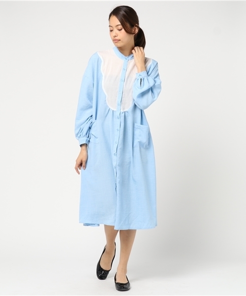 MERLOT（メルロー）の「フロントスカラップレースワンピース5792（シャツワンピース・レディース・ベージュ/ライトブルー/グレー/ピンク・FREE）」の14枚目の写真