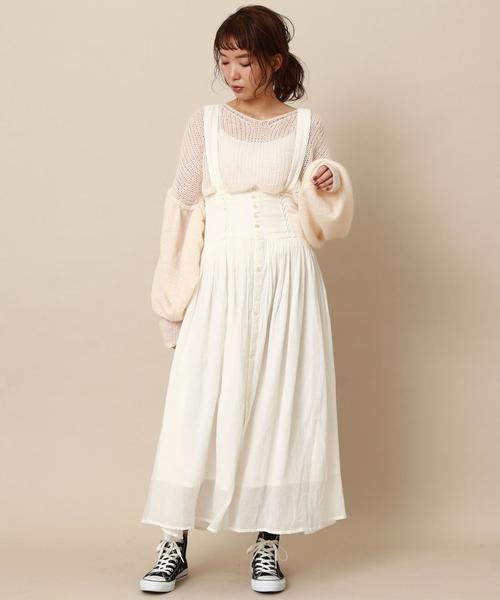 Another Edition（アナザーエディション）の「ガーゼソリッドサスペンダースカート（スカート・レディース・ブラック/オフホワイト・FREE）」の16枚目の写真