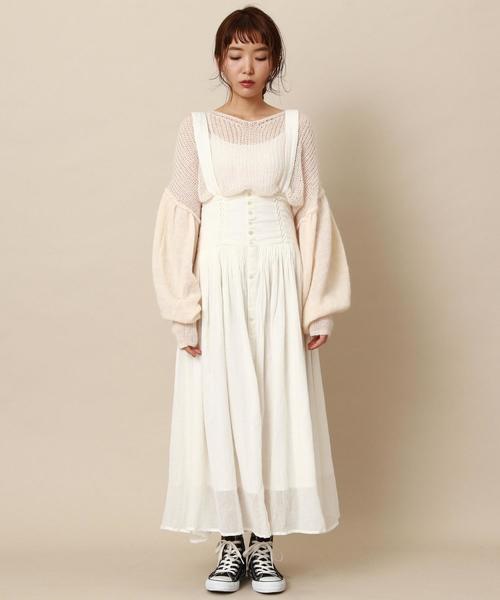 Another Edition（アナザーエディション）の「ガーゼソリッドサスペンダースカート（スカート・レディース・ブラック/オフホワイト・FREE）」の4枚目の写真