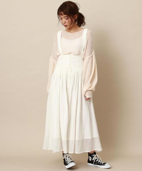 Another Edition（アナザーエディション）の「ガーゼソリッドサスペンダースカート（スカート・レディース・ブラック/オフホワイト・FREE）」の8枚目の写真