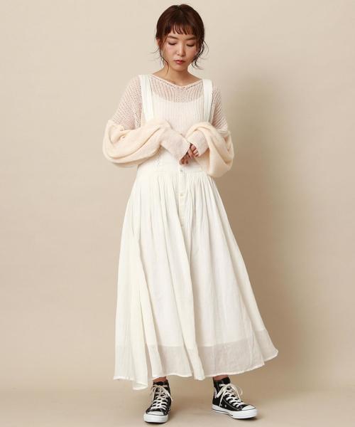 Another Edition（アナザーエディション）の「ガーゼソリッドサスペンダースカート（スカート・レディース・ブラック/オフホワイト・FREE）」の7枚目の写真