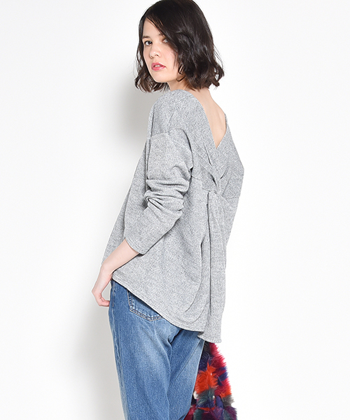 LIPSTAR(リップスター)の「Vネックニットソー(Tシャツ/カットソー・レディース・ブラック/イエロー/グレー/グリーン・M)」の3枚目の写真