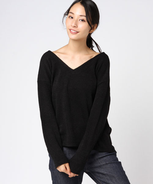 LIPSTAR(リップスター)の「Vネックニットソー(Tシャツ/カットソー・レディース・ブラック/イエロー/グレー/グリーン・M)」の11枚目の写真