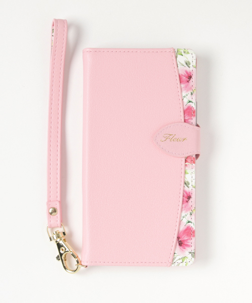 Fleur(フルール)の「〈Fleur/フルール〉iPhoneX Botanical Case/ボタニカル柄 ケース(手帳型タイプ)(モバイルケース/カバー)」|ピンク