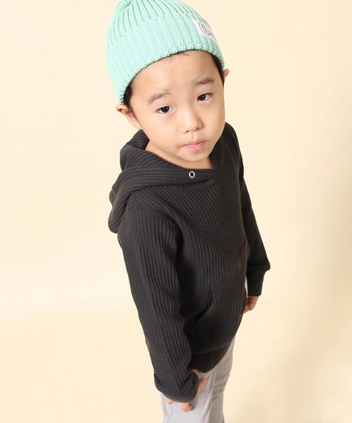 coen(コーエン)の「【coen キッズ / ジュニア】ワッフルパーカー / サーマル(100~150cm)(パーカー・キッズ・グレー/ダークグレー・100/120/150/110/130/140)」の3枚目の写真
