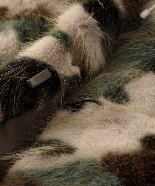 ブルガリア発 RISELIN ファーベスト カシミヤミンク混 フード付き 豹柄