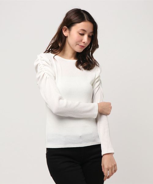 VENCEEXCHANGE(ヴァンスエクスチェンジ)の「パワショルプルオーバー (Tシャツ/カットソー・レディース・オフホワイト/グレー/ブラック・MEDIUM)」の2枚目の写真