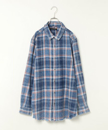 VENCEEXCHANGE | インディゴダメージチェックシャツ        (シャツ/ブラウス)