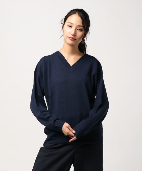 AMERICAN HOLIC(アメリカンホリック)の「・8col.Vネックニュアンスプルオーバー(ニット/セーター・レディース・オフホワイト/杢グレー/ピンク/ブラック/イエロー/ネイビー/その他24/その他26・L/M)」の5枚目の写真