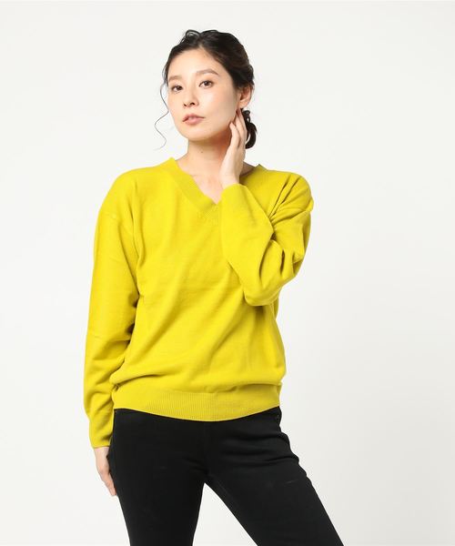 AMERICAN HOLIC(アメリカンホリック)の「・8col.Vネックニュアンスプルオーバー(ニット/セーター・レディース・オフホワイト/杢グレー/ピンク/ブラック/イエロー/ネイビー/その他24/その他26・L/M)」の6枚目の写真