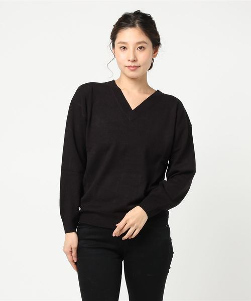 AMERICAN HOLIC(アメリカンホリック)の「・8col.Vネックニュアンスプルオーバー(ニット/セーター・レディース・オフホワイト/杢グレー/ピンク/ブラック/イエロー/ネイビー/その他24/その他26・L/M)」の3枚目の写真