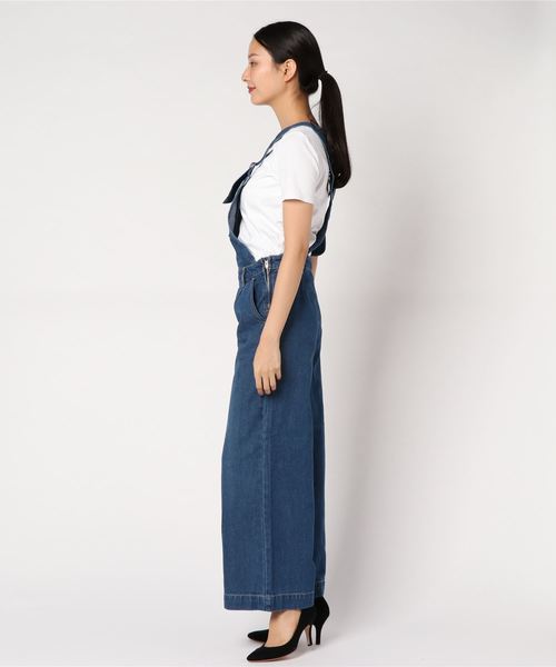GeeRA（ジーラ）の「ワイドパンツデザインサロペット（サロペット/オーバーオール・レディース・ブラック/ブルー系その他・58/61/64/67/70/73）」の4枚目の写真