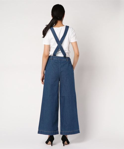 GeeRA（ジーラ）の「ワイドパンツデザインサロペット（サロペット/オーバーオール・レディース・ブラック/ブルー系その他・58/61/64/67/70/73）」の3枚目の写真