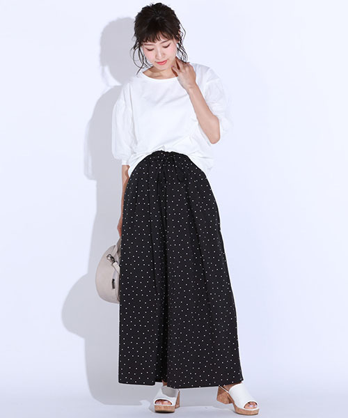 LIPSTAR（リップスター）の「【WEB別注】ドットギャザーワイドパンツ（その他パンツ・レディース・ブラック系その他/ベージュ系その他・M）」の11枚目の写真