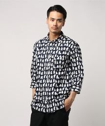 rovtski カフェシロクマ犬タイポ総柄シャツ