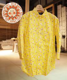 rovtski カフェシロクマ犬タイポ総柄シャツ