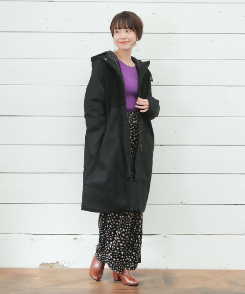 SESTO(セスト)の「異素材切り替えボアベストモッズコート(モッズコート・レディース・ブラック/カーキ・M)」の10枚目の写真