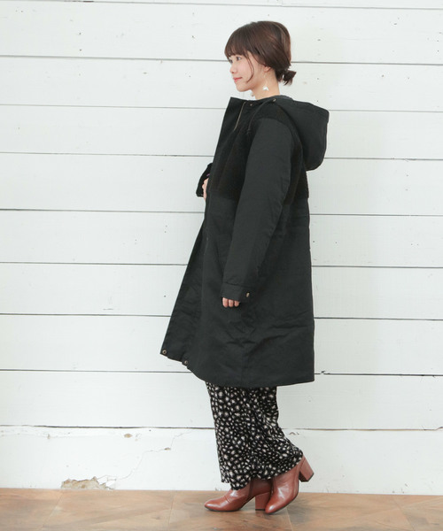 SESTO(セスト)の「異素材切り替えボアベストモッズコート(モッズコート・レディース・ブラック/カーキ・M)」の11枚目の写真