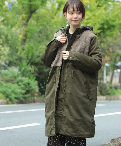 SESTO(セスト)の「異素材切り替えボアベストモッズコート(モッズコート・レディース・ブラック/カーキ・M)」の12枚目の写真