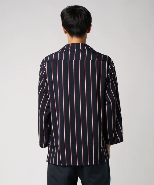 VIBGYOR(ヴィブジョー)の「VIBGYOR Select/ ストライプ9分袖オープンカラーシャツ (RE)(シャツ/ブラウス・メンズ・ホワイト/ブラック/ネイビー/ピンク・MEDIUM/LARGE)」の6枚目の写真