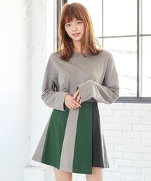 バイカラーミニスカート＊レディース/スカート/ミニ丈/ラップ[M2258]神戸レタス