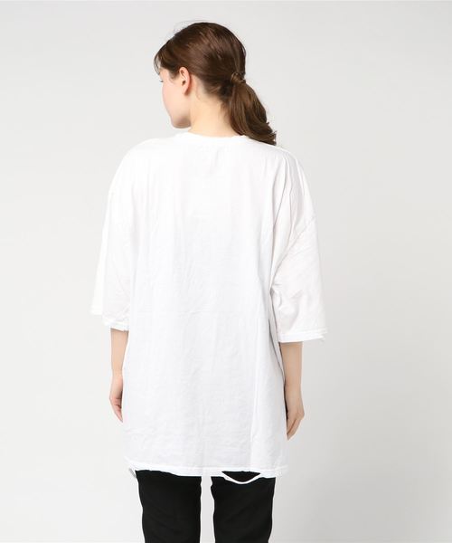 DING(ディング)の「DING/ダメ-ジTシャツ(Tシャツ/カットソー・レディース・グリーン/ホワイト/ブラック・FREE)」の4枚目の写真