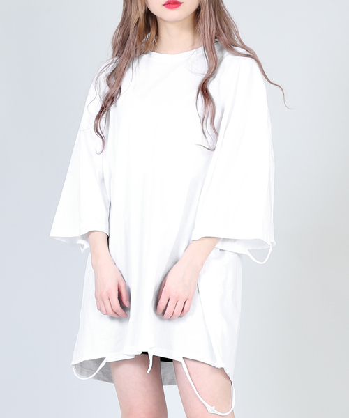 DING(ディング)の「DING/ダメ-ジTシャツ(Tシャツ/カットソー・レディース・グリーン/ホワイト/ブラック・FREE)」の2枚目の写真