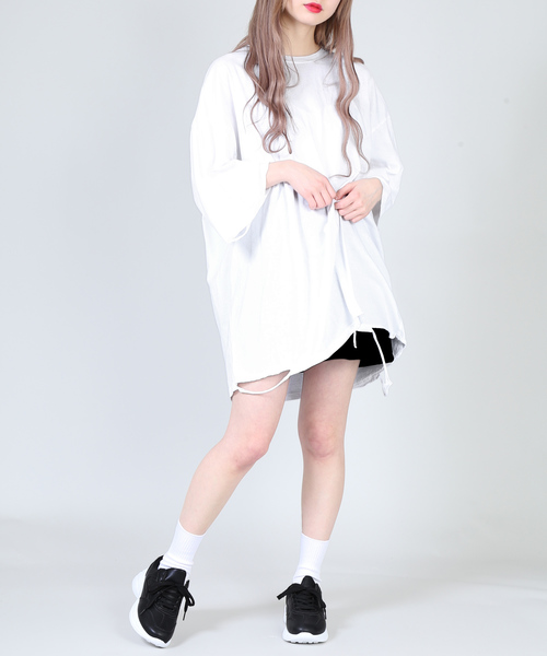 DING(ディング)の「DING/ダメ-ジTシャツ(Tシャツ/カットソー・レディース・グリーン/ホワイト/ブラック・FREE)」の14枚目の写真