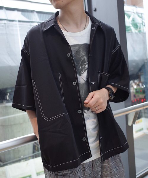 rovtski(ロフトスキー)の「【ビッグシルエット】PORY&CHECK LOOSE SHIRT/オーバーサイズ ポリ&チェックルーズシャツ(シャツ/ブラウス・メンズ・ブラック系その他/グレー系その他/ブルー系その他/ブラック/ベージュ/ピンク/ブルー/テラコッタ/ブラック系その他2/ベージュ系その他2/ブラウン/ライトインディゴブルー/インディゴブルー・MEDIUM/LARGE)」の2枚目の写真