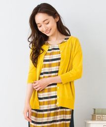 【AZALEA】クルーネック七分袖カーディガン【大きいサイズ対応】【9号(M)～19号(5L)】